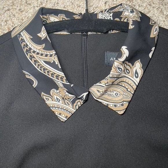 Andrew Marc - Black and Champagne Paisley Dress - Flare Sleeve - Size 4 - Picture 15 of 16